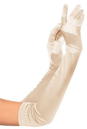 KQueenStar Long Satin Gloves - 1920s Accessories Elbow Gloves Fancy Dress Stretch Elbow Length for Women Ladies Costume Evening Opera Bridal Party Wedding Prom
