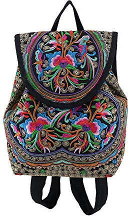 Enzege Vintage Leinwand Rucksäcke Blumen Rucksack für Damen Frauen