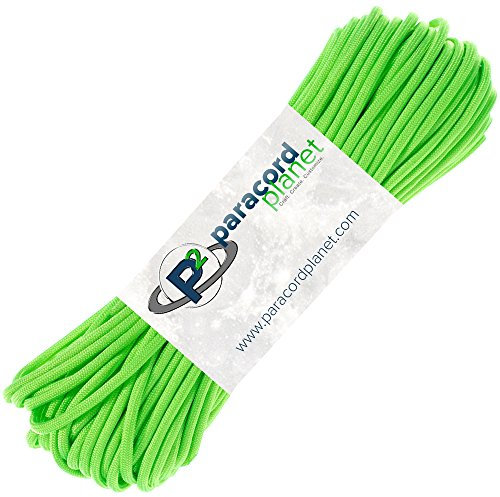 PARACORD PLANET Outdoor Mil-Spec - Cuerda de paracaídas de 550 y 850 libras, 100 pies de cuerda de paracaídas (850, verde neón)
