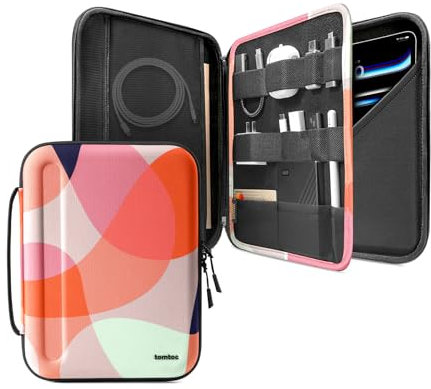 tomtoc Portfolio Case for 13 Inch iPad Pro M4 & iPad Air M2 2024, 12.9-in iPad Pro M2&M1 6th/5th 2022-2018, Protective Carrying Storage Bag/Pencil/Adapter/Hubs/Cables/Magic Keyboard