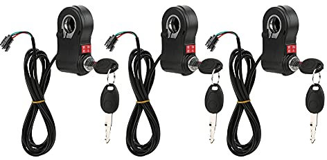 Interruttore manubrio bici elettrica, interruttore manubrio universale MAGT 3pcs 12V-84V con pulsante e chiave avanti/indietro