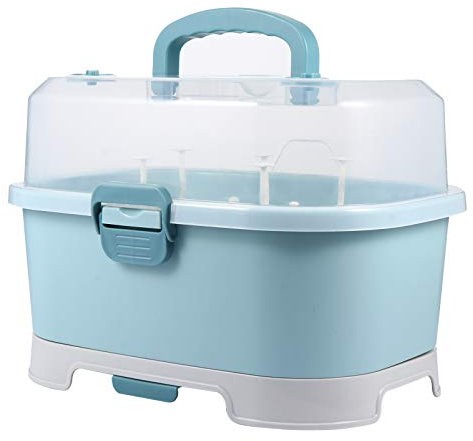 Baby Bottles Baby Bottle Drying Racks Bottle Storage Pump Box with Cover from Bugs Dust Portable Kitchen Cabinet Organizer for Travel Home Outdoor Blue Portable Dryer