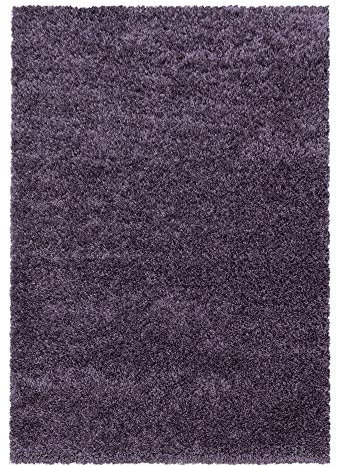 Teppium Moderner Hochflor Teppich Wohnzimmer 140 x 200 cm Violett - Shaggy Flauschiger Teppich, Extra Weich, Pflegeleicht und Einfarbig - für Schlafzimmer, Küche und Esszimmer