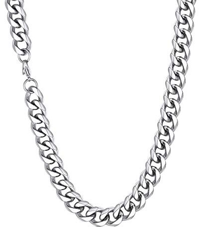 Richsteel Herren Jungen Panzerkette Halskette 12mm breit 51cm lang Kubanische Halskette mit Geschenkebox Cuban Chain für Freundin Mädchen