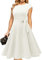 DRESSTELLS Robe Cocktail Mariage Vintage Robe Casual Femme Robe baptême col Rond Manches Courtes White 2XL