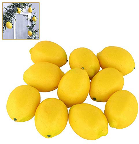 Tumnea Künstliche Zitronen, Kunstfrüchte Künstliche Gelbe Zitronen zu Hause Küche Gefälschte Obstschale Zitronen Kranz Girlande Dekoration - 10PCS