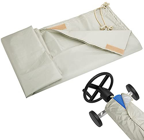 codree Solar Reel Protective Cover for Pool up to 16 FT Wide, Waterproof Pool Reel Cover Solar Blanket Cover for Above Ground and Inground Pools