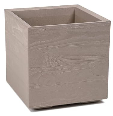 botle Blumentopf Blumenkäste Wetterbeständig Blumenkübel in stilvoller Holzstruktur Latte Quadratish Maße 40x40cm Höhe 39cm mit Rollen 36L Fassungsvermögen Blumenparadies