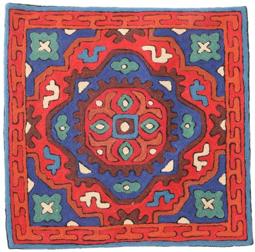 Kelim Kissenhülle `Kaschmir`, bestickter Kissenbezug, Dekokissen, Muster 31 | Traditionelles Design, erdige Farben, 50% Wolle, 50% Baumwolle, Handwäsche empfohlen, einzigartig in jedem Stück.