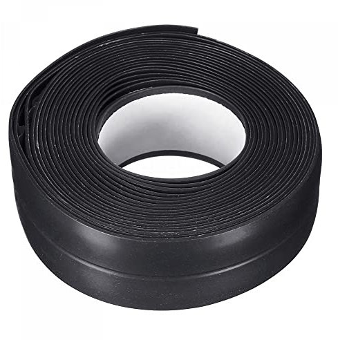 sourcing map Waterproof Seal Caulk Strip Tape Self Adhesive 0.87W x 10.5'L PVC Sealing Tape for Kitchen Bathroom Black