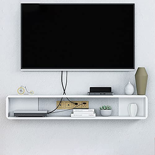 Schwebender TV-Schrank,Hochglanz-TV-Ständer,Wandmontierte Media Center TV-Medienkonsole für Wohnzimmer Schlafzimmer/Weiß / 80cm
