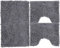 Set Tappeti Bagno 3 Pezzi in Microfibra, Tappeto Pelo Lungo 50x80 cm, 2 Tappetini Per WC e Water Forma Rettangolare 40X50 cm, Morbido, Antiscivolo, Grigio scuro