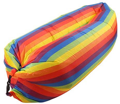 SPYMINNPOO Aufblasbares Sofa Camping, Aufblasbare Liege Air Sofa Tragbarer Aufblasbarer Stuhl Blow UP Couch mit Aufbewahrungstasche Passend für Erwachsene Kinder (Regenbogen)