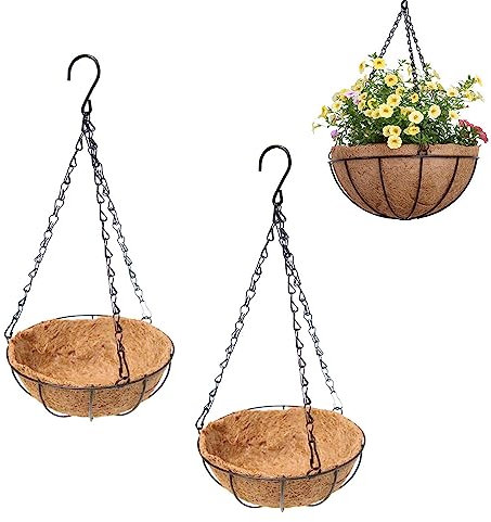2 Piezas Colgante de Plantas Cesta de Macetero, Cestas Colgantes de Coco, Cestas Colgantes Decoración de Jardín, Cestas de Plantas Colgantes Decorativas, para Plantas en Interior y Exterior, 21cm
