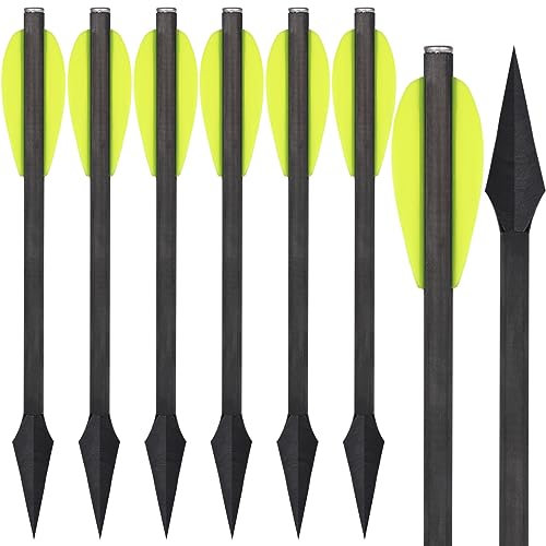 WANVZMR 6,3 Carbon Pistole Armbrust Bolzen Pfeile mit Jagdspitzen Jagdpfeile,Mini Armbrustbolzen Armbrustpfeile für 50-110lbs Pistolenarmbrust Präzisionsziel,Schießübungen Jagd (Gelb 6pcs)