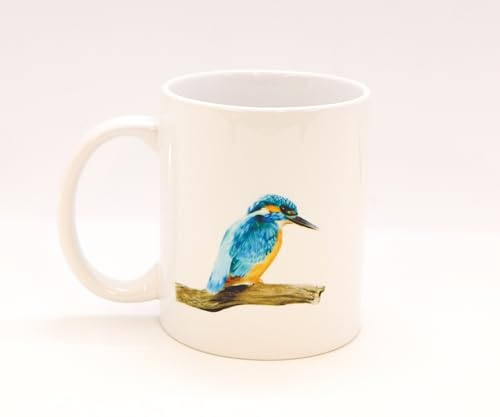 11oz British Birds Kingfisher Ceramic Tea Coffee Mug from Original Pencil Artwork