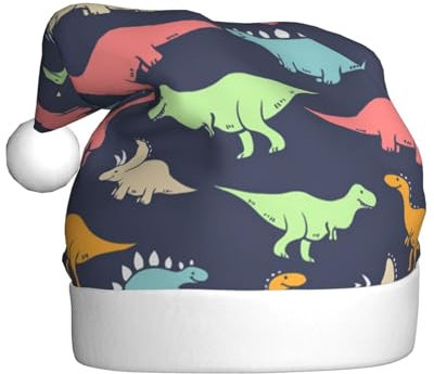 ObabO Monster-Dinosaurier-Plüsch-Weihnachtsmannmütze, lustige Weihnachtsmützen, Weihnachtsmannmütze für Neujahr, festliche Partygeschenke, Erwachsene