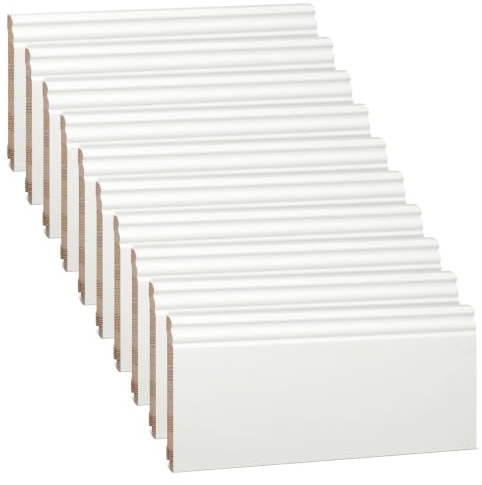 KGM Hamburger Massivholz Sockelleiste - Weiß - 2400 x 18 x 135 mm - 20 Stk. | Kiefer lackiert, Fußbodenleiste, Altberliner Profil, Wandabschluss, Kabelkanal, lösemittelfrei, für Laminat & Vinyl, 48m