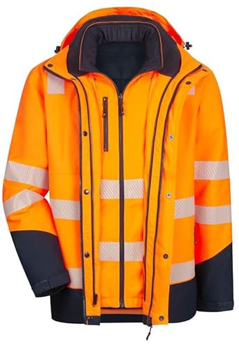 Nitras Warnschutz Winterjacke 6-in-1 MOTION TEX VIZ PLUS, orange/marine, Größe M