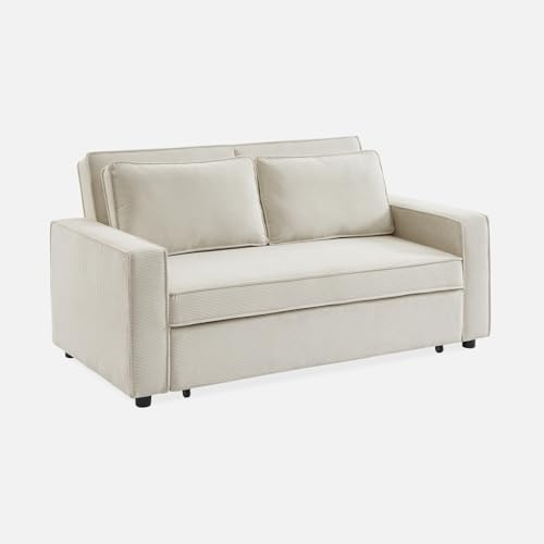 sweeek - 3-Sitzer Schlafsofa mit Cordbezug B 172,5 x T 91,5 x H 88,5cm - Chill