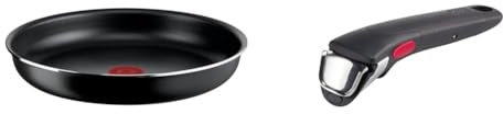 Lagostina Ingenio Essential Plus Padella Ø 24 cm, Padella Antiaderente in Alluminio per Gas e Forno & Ingenio Induction Manico Rimovibile Resistente fino a 10 kg, Fissaggio Sicuro a 3 Punti
