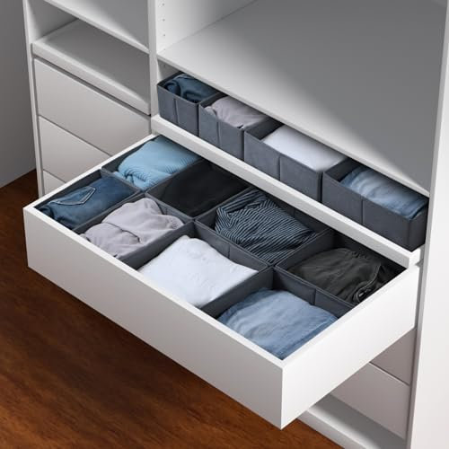 ORLISA 8er Set Schubladen Organizer kompatibel mit PAX Kleiderschrank 100x58 cm, Faltbare Stoffboxen mit Stabiler Basis für Kleidung, Robust Grau