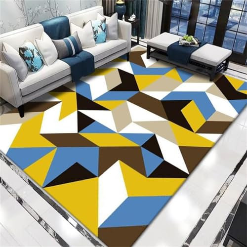 RUGMRZ Teppich Wohnzimmer Kurzflor 80x150CM weich Fliesen Farbe Waschbarer moderner mit geometrischem Muster