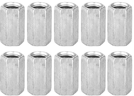 10 Pièces M8 écrou de Tige Longue, écrous Longs, écrous de Couplage, écrou de Manchon de Tige Longue Hexagonale, Carbone zingué, Entretoise en Acier au Carbone, Attaches Filetées