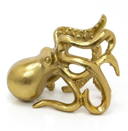 Carousel Home Gold Metal Octopus Wine Holder | Nautical Table Top Wine Bottle Holder | Wine Bottle Display Stand - 15x20cm