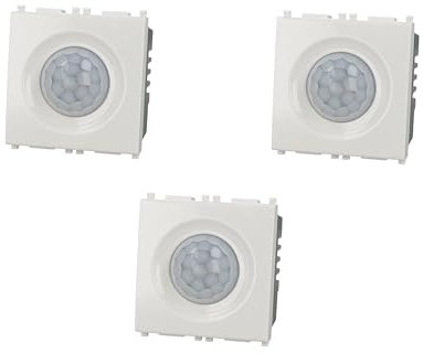 3 Pezzi Interruttore Sensore Infrarossi Timer 2M 2 moduli posti compatibile con Vimar Plana colore Bianco incasso presa a muro confezione 3 pz