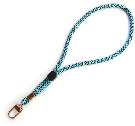 trage.band® kurzes verstellbares Handgelenk-Trageband mit Karabinerhaken, schwarz-blau