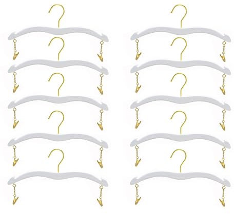 LERTREEUK 10 Stück/Satz Imitation Holz Maserung Dessous Kleiderbügel Plastik Unterwäschebügel Bikini-BHS Tanktops Dessous-Bügel (weiß)