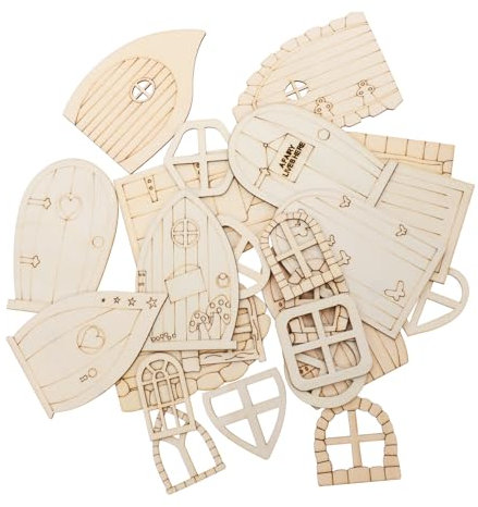 KITANDOVE 96 STK Feengartentor Unlackierte Holztür Dekorative Holztür Unbemalte Holztür Mini-Tür-Modell winziges Türmodell Miniatur-Türverzierungen Gartenbaum Feentür Sperrholz Khaki