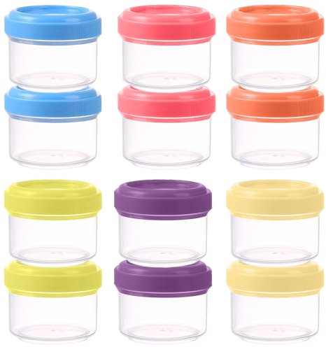 Defresit 12 PCS Plastic Mini Storage Containers with Lids - Food Storage Containers - Small Frozen Food Storage Containers - Reusable 35ml Containers - Stackable Airtight Leak Proof Food Containers