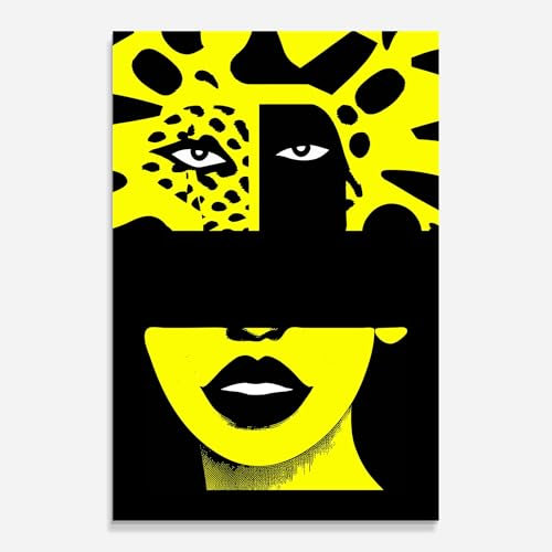 ARTHUB® Glasbild 60x80 cm, 4mm ESG | Moderne Wandbilder aus Glas für Wohnzimmer & Schlafzimmer, Wanddekoration, Wohnkultur, Moderne, Jaguar Woman Art