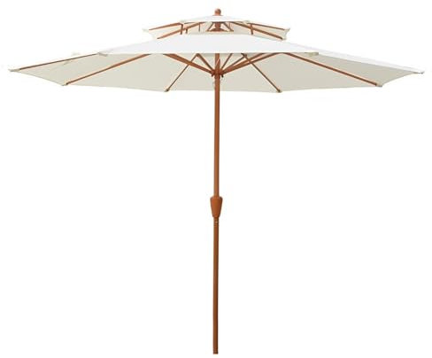 Parasol de plage double avec 8 baleines et protection UV - 2,7 m - Idéal pour piscine, porche, jardin et jardin