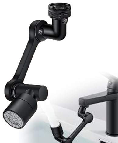 Robinet Rotatif Mousseur Robinet Rotatif Robinet Rotatif Bras Robotique Multifonction Pivotant Bras Robotique Universel Extension de Robinet Tourné (Noir)