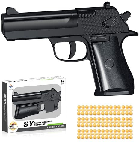 HUGMIE Spielzeug Pistole,Pistole Kinder Mit 84 Schuss,Klappbare Rollenspiel Polizei Toy Gun,Spielzeug ab 3 Jahren(Schwarz)