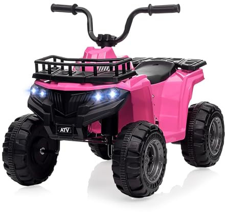Baloveby Elektro-Quad 12V Kinderquad, Elektroauto Kinder ATV, 12V Batteriebetriebenes Spielzeugauto, LED-Lichtern für Jungen Und MäDchen Ab 2-5 Jahren, Rosa