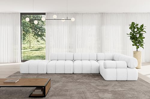 ALTDECOR Modulares Sofa Ecksofa in L-Form Corner modular Sofa Eckcouch Couch Wohnlandschaft Cauchsofa Polstersofa Felto-L2-380x190x70 cm Weiß