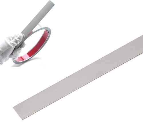 XIFUHUI Baguette autocollante en acier inoxydable pour mur, miroir, décoration de meubles (argent (mat), 40 mm