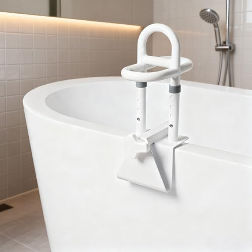 YUZINO Entry Aid Bathtub, Grab Handles for Seniors, Height Adjustable, 4 Gears, Bath Handle, Seniors, High Quality Carbon Steel, Suitable for Bath Thickness 8-17 cm