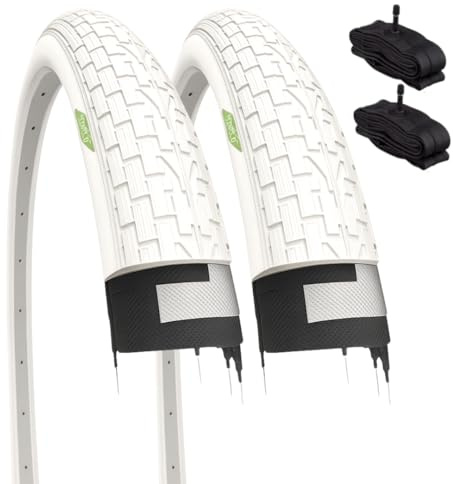 2 weiße Reifen 20 x 1,95 (50-406) + Luftkammern Amerika Schrader Fahrrad BMX Free Style