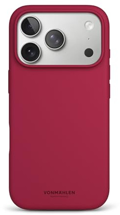 VONMÄHLEN Soft Silicone Case - Silikonhülle aus recycelten Materialien, kompatibel mit iPhone und MagSafe, Handyhülle mit Kamera-Displayschutz - iPhone 17 Pro Max - Dark red
