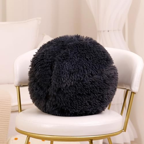 Xiyocadt 40cm 3D Kissen Plüsch Ball Dekokissen Kugelförmige Wurfkissen Rundes Ballkissen Rundes Ballkissen Plüsch für Wohnzimmer Schlafzimmer Zierkissen (Steingrau)