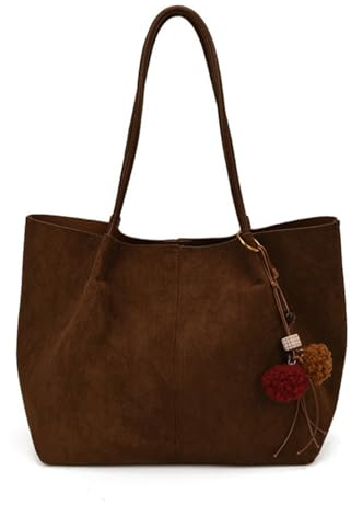 JIABAOZ Kunstwildleder Tote Bag, Kunstwildleder Tasche Damen Hobo Handtasche Damen Mittelgroß Vintage Schultertasche Slouchy Bag Für Arbeit Büro Reisen Einkaufen Schule