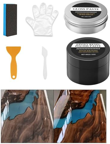 Epoxy Resin Polishing Kit - Professionelles Schleif Und Polierset, Hochglanz Finish Für Harzobjekte Mit Polierpaste Und Pad Zubehör | Für Heimwerker Kunsthandwerk Tischdekoration DIY Anfänger Haushalt