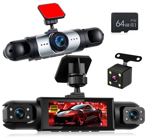 NHOPEEW 4-Kanal-Dashcam 1080P – Front-, Linke, rechte und hintere Kamera mit Weitwinkel, 3,16-Zoll-Display, IR-Nachtsicht, Loop-Aufzeichnung, Bewegungserkennung
