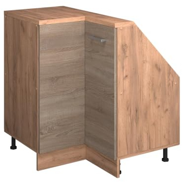 Vicco Dachschrägen-Eckschrank Rion, Sonoma/Goldkraft Eiche | B75.6 x T46 cm, mit 1 Tür, platzsparend für Dachschrägen