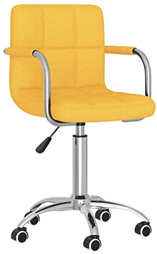 Owoxanthellate Esszimmerstuhl Drehbar Senfgelb mit Gasdruckfeder Höhenverstellbar 50 x 47 x (74,5-86) cm Stoff & Chrom Gestell Moderne Küchenstühle für Esszimmer Home Office